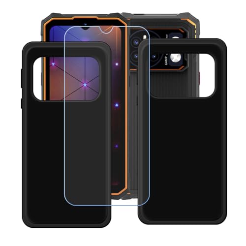 2 Pack Black Cover for Hotwav Cyber 13 Pro + HD Tempered Glass, Silicone Shell TPU Protective Back Case - Scratch Screen Protector for Hotwav Cyber 13 Pro (6,6")