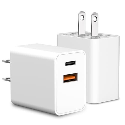 2-Pack USB C Charger Block,Cysfakun 20W PD Fast Charger, Dual Port Plug Type C Charger Compatible for New Apple Watch Series 8 7 6, iPhone 15/14/13/12/11/Pro Max, Samsung Galaxy and More