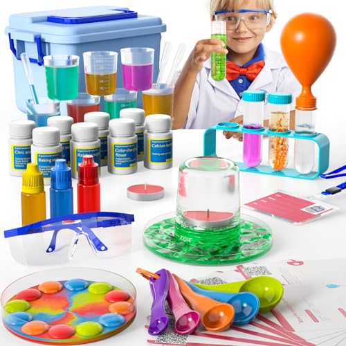 240+ Lab Experiments Science Kit for Kids Boys 4-6-8-12, STEM Educational Scientific Toys for Boys Girls with Lab Coat, Goggle & Storage Box, Chemistry Set Birthday for Kids Boys Girls