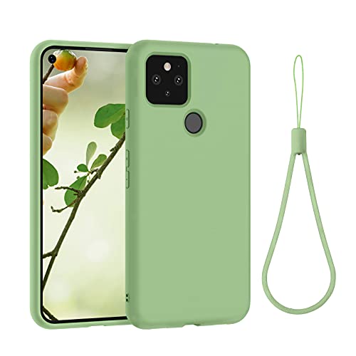 ABITKU Compatible with Google Pixel 5a Case, Slim Silicone Gel Rubber Case Cover (with Microfiber Lining) Full Body Shockproof Design for Google Pixel 5a 5G 6.34 inch (Matcha Green)