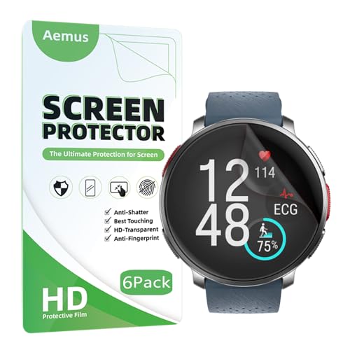 Aemus Compatible for Polar Vantage V3 Screen Protector (6 Pack) Smartwatch Full Coverage Clear TPU Film
