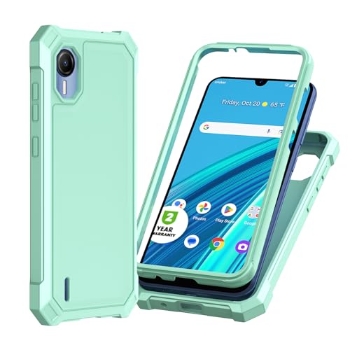 Ailiber for Cricket Debut S2 Phone Case, AT&T Calypso 4 Case with Screen Protector, 2 Layer Structure Protection, Shockproof Corners TPU Bumper, Heavy Duty Protective Cover for Cricket S2-Mint Green