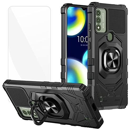 Ailiber for Wiko Voix Phone Case, Wiko Voix U616AT Case with Screen Protector, Ring Kickstand for Magnetic Car Mount, Military Grade Protection, Durable Shockproof Protective Cover for Wiko Voix-Black