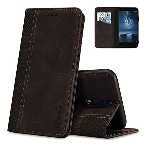 AKABEILA for Oppo A97 5G Case Luxury PU Leather Flip Case Folio Wallet Phone Case Cover with Card Holder Magnetic Closure Kickstand 6.7" Dark Brown