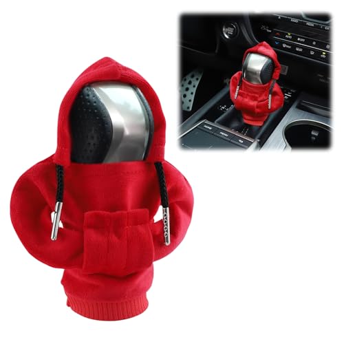 alpmosn Car Gear Shift Cover Fashionable Sweater Desgin, Automative Shift Knob Cover Cute Hoodie Design for Car Gear Shifter Soft Gear Stick Cover Car Interior Accessories(Red)