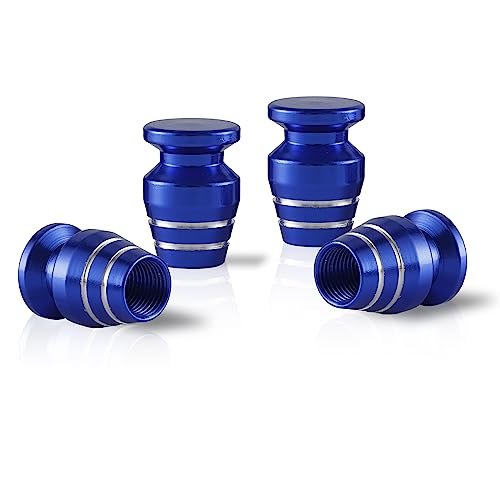 Alpmosn Wine Cup Shaped Aluminum Alloy Car Tire Tyre Valve Stem Cap, Car Tire Tyre Valve Stem Waterproof and Dustproof Cover Accessories, Universal for SUV, Car, Bike and Motorcycle (4PCS Blue)