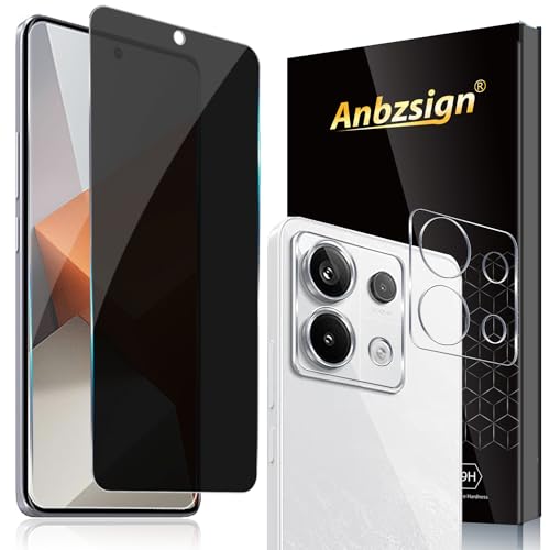 Anbzsign [2+2 Pack for Xiaomi Redmi Note 13 Pro Privacy Screen Protector and Camera Lens Protector, Anti-Spy True 28°Privacy Protection 3D Hot Edge Adhesive Protection