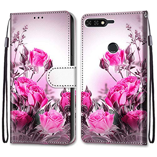 anzeal Huawei Nova 2 Lite Wild Rose Wallet Case, Wrist Strap [Card] PU Leather Painted Wallet Protection Case Magnetic Stand Flip Case Cover for Huawei Nova 2 Lite Style-14