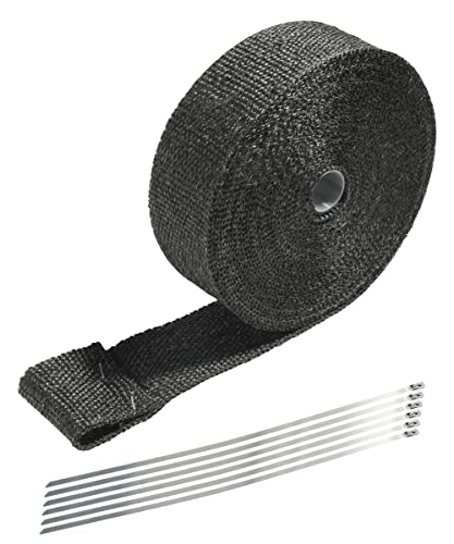 AOCISKA 2"x50' Exhaust Wrap,Black Exhaust Heat Wrap Roll with Stainless Ties,Heat Shield Insulation Heat Shield Automotive,Exhaust Heat Shield Header Wrap