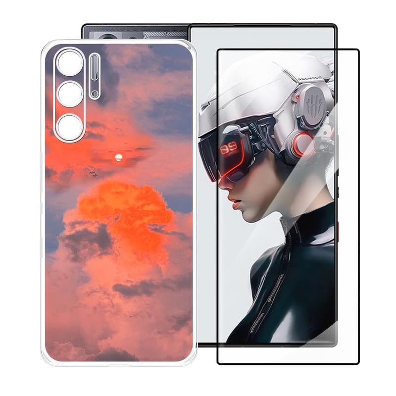 AQGGIIXY Phone Case for ZTE Nubia Red Magic 9 Pro (6.80") Case with 1 X Tempered Glass Protective Film, Slim Soft TPU [Shockproof X Anti-Yellowing] Clear Shell, for ZTE Nubia Red Magic 9 Pro Case