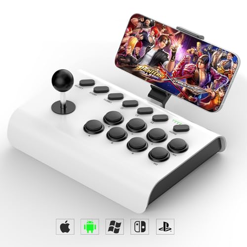 arVin Arcade Fight Stick Joystick for Switch, PS4, PS3, PC Arcade Rocker Controller for iPhone iPad Android Tablet with Turbo, Marco Programming, Phone Holder for Emulators/Cloud Gaming/NeoGeo mini