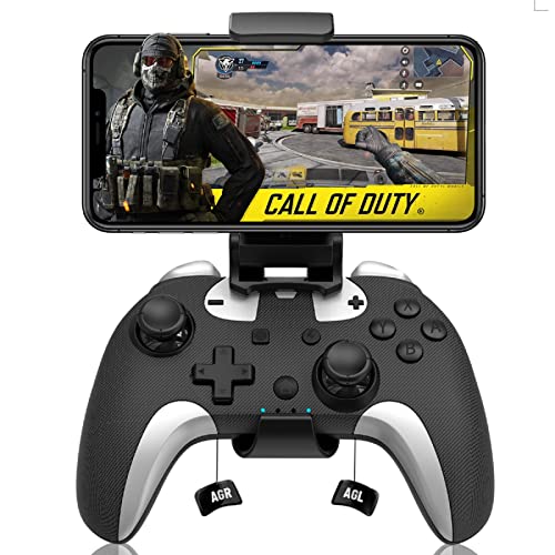 arVin Bluetooth Controller for iPhone/iPad/iOS/Android/Tablet/Switch Controller, Wireless Gaming Gamepad for iPhone14/13/12/11, Samsung Galaxy S22/S21/S20 Ultra with Phone Holder, Back Button, Turbo
