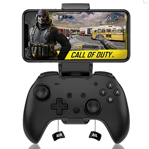 arVin Bluetooth Controller for iPhone/iPad/iOS/Android/Tablet/Switch Controller, Wireless Gaming Gamepad for iPhone 15/14/13/12, Samsung Galaxy S22/S21/S20 Ultra with Phone Holder, Back Button, Turbo