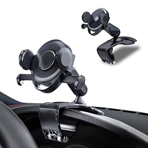 ASUBHA Car Phone Mount, 360 Degree Rotation Dashboard Clip Stand, Suitable for 4.7 to 6.5 Inch Smartphones, Black