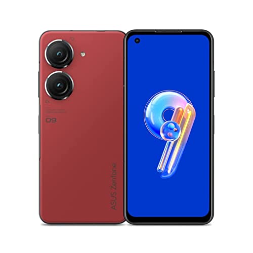 ASUS Zenfone 9 5G 128GB ROM 8GB RAM Factory Unlocked (GSM Only | No CDMA - not Compatible with Verizon/Sprint) Global Smartphone Mobile Cell- Red