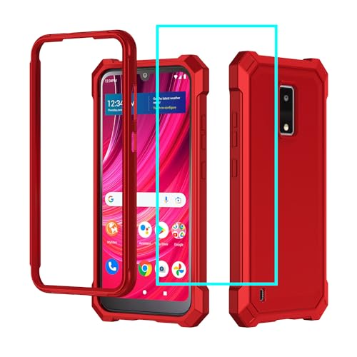 Aulzaju for BLU View 4 Case with Screen Protector,Blu View 4 Phone Case Front Back Full Body Protective Soft TPU Bumper Raised Corner Edge Military Grade Shockproof Cover for BLU View4 B135DL Red