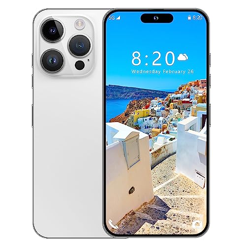 BDWJW I14 Pro Max 5G Unlocked Smartphone,6GB+256GB, for Android 13, 6.8" FHD Unlocked Cell Phone, 6800mAh, Battery Fast Charging,48MP+108MP Dual Camera/Dual SIM/Face ID 5G Phone (White)