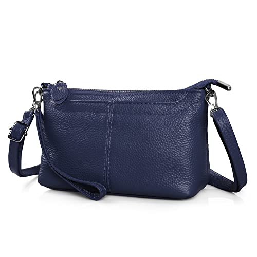 befen Leather Wristlet Clutch Wallet Purses Small Envelope Multi Pocket Crossbody Bags for Women (Multi-Pocket Navy Blue)
