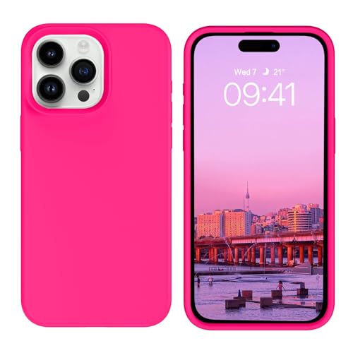 BENTOBEN for iPhone 15 Pro Case, iPhone 15 Pro Phone Case, Soft Silicone Gel Bumper Shockproof Phone Case, Anti-Scratch Protective Case Cover with Microfiber Lining for iPhone 15 Pro 6.1", Hot Pink