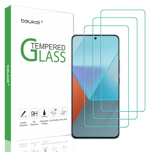 beukei (3 Pack) Compatible for Xiaomi Redmi Note 13 Pro 5G / Redmi Note 13 Pro Screen Protector Tempered Glass, Touch Sensitive,Case Friendly, 9H Hardness
