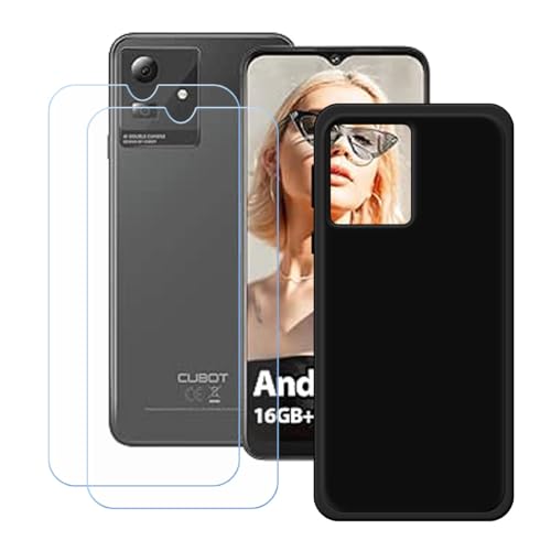 Black Cover for Cubot Note 40 + [2 Pack] HD Tempered Glass, Silicone Shell TPU Bumper Protective Back Case - Scratch Screen Protector for Cubot Note 40 (6,56")
