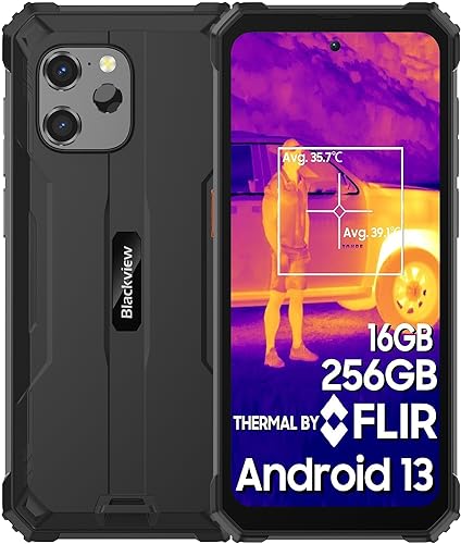 Blackview BV8900 Rugged Smartphone(With FLIR Thermal Image Camera), 16GB RAM+256GB ROM(up to 1TB), Android 13, 10000mAh Battery 33W Fast Charge, 64MP Camara, 6.5inch 2.4K Display, NFC, IP68 Waterproof