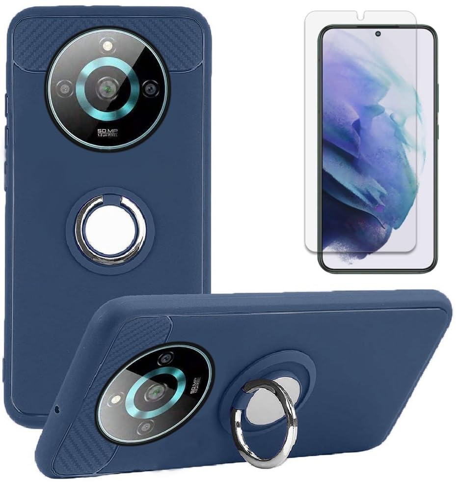 Blu Bold N3 Case and Screen Protector, [Magnetic Car Mount] TPU Protection Cover Case and Screen Protector for Blu Bold N3 (Blue)