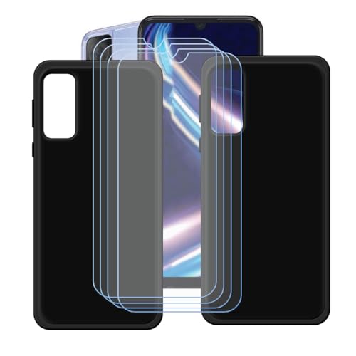 BMPNLSZ [2 Pack] Black Cover for Sharp Aquos V7 Plus + [4 Pack] HD Tempered Glass, Silicone Shell TPU Protective Back Case - Scratch Screen Protector for Sharp Aquos V7 Plus (6,75")