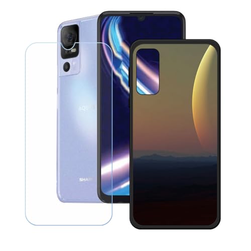BMPNLSZ TPU Cover for Sharp Aquos V7 Plus + HD Tempered Glass, Silicone Shell Bumper Protective Back Case - 9 Hardness Anti-Scratch Screen Protector for Sharp Aquos V7 Plus (6,75") - KE29