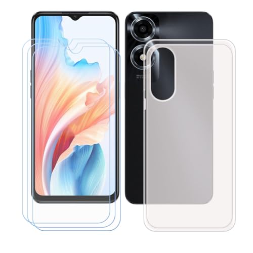 BMPNLSZ Translucent Cover for Oppo A2M + [3 Pack] HD Tempered Glass, Silicone Shell TPU Bumper Protective Back Case - Scratch Screen Protector for Oppo A2M (6,56")