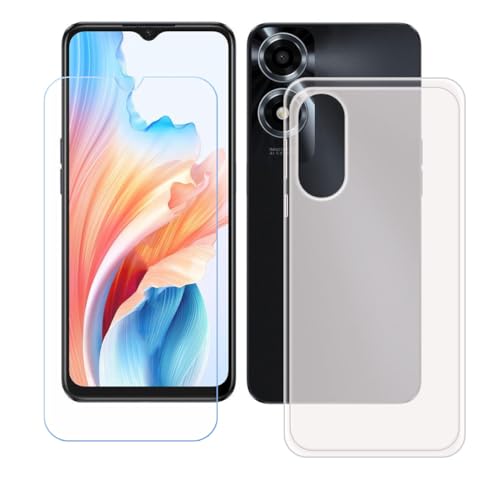 BMPNLSZ Translucent Cover for Oppo A2M + HD Tempered Glass, Silicone Shell TPU Bumper Protective Back Case - Scratch Screen Protector for Oppo A2M (6,56")