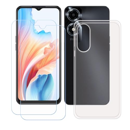 BMPNLSZ Transparent Cover for Oppo A2M + [2 Pack] HD Tempered Glass, Silicone Shell TPU Bumper Protective Back Case - Scratch Screen Protector for Oppo A2M (6,56")