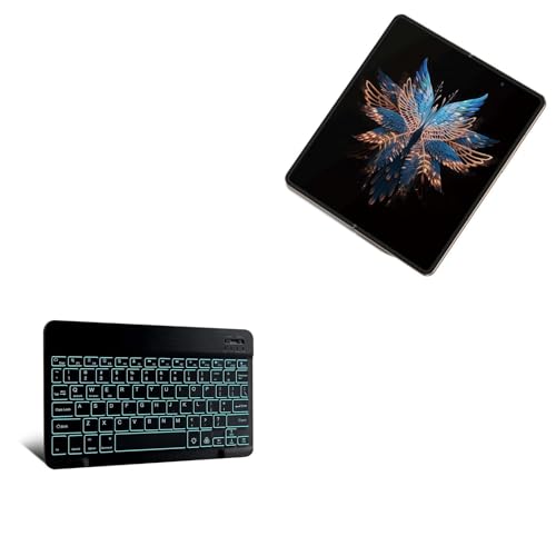 BoxWave Keyboard Compatible with Tecno Phantom V Fold - SlimKeys Bluetooth Keyboard - with Backlight, Portable Keyboard w/Convenient Back Light - Jet Black
