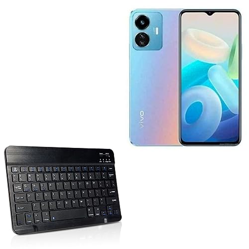 BoxWave Keyboard Compatible with vivo Y78+ - SlimKeys Bluetooth Keyboard, Portable Keyboard with Integrated Commands for vivo Y78+ - Jet Black