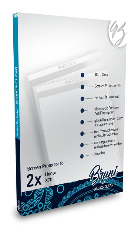 Bruni Protecteur d'écran compatible avec Honor X7b Film Protecteur, Film Protecteur Transparent (2X)