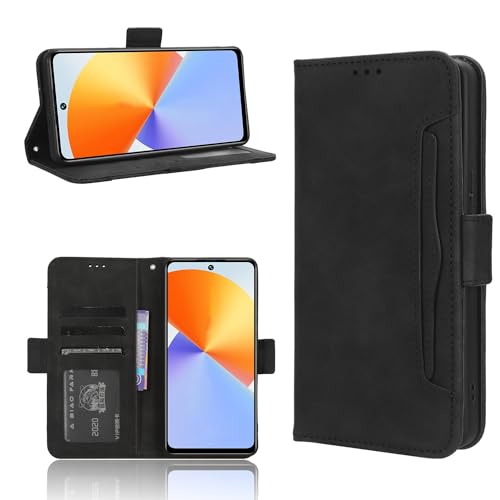 Business Multi-Card Slot Phone Shell Compatible with Infinix GT 10 Note 30 VIP Pro GT10Pro X6739 Phone Cover Flip Cover Pluggable Card Wallet Clip Phone Case (Black,Infinix Note30 VIP)