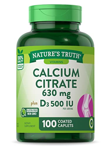 Calcium Citrate with Vitamin D3 | 100 Caplets | Non-GMO, Gluten Free Supplement | by Nature's Truth