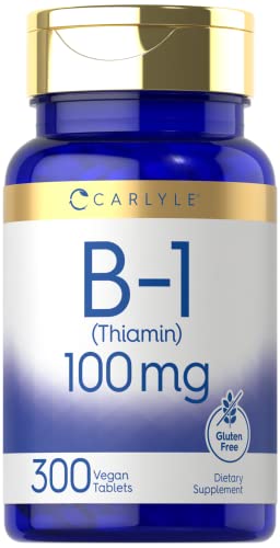 Carlyle Vitamin B-1 | 100mg | 300 Tablets | Non-GMO and Gluten Free Thiamin Supplement