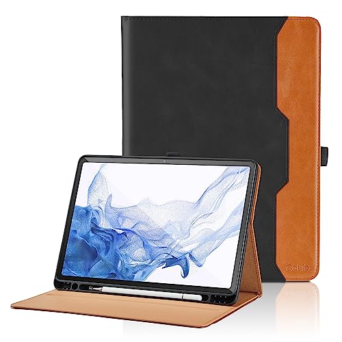 Case for Samsung Galaxy Tab S8 2022/S7 2020 11 Inch - Model (SM-X700/X706/T870/T875/T878) with S Pen Holder, PU Leather Flip Case with Hand Strap Auto Wake/Sleep Smart Tablet Cover, Black