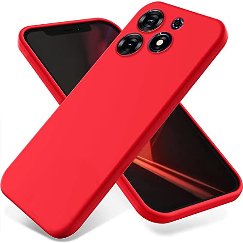 Case for Tecno Spark 10 Pro, Liquid Silicone Protective Phone Case for Tecno Spark 10 Pro with Silicone Lanyard, Slim Thin Soft Shockproof Cover for Tecno Spark 10 Pro Silicone Case Red