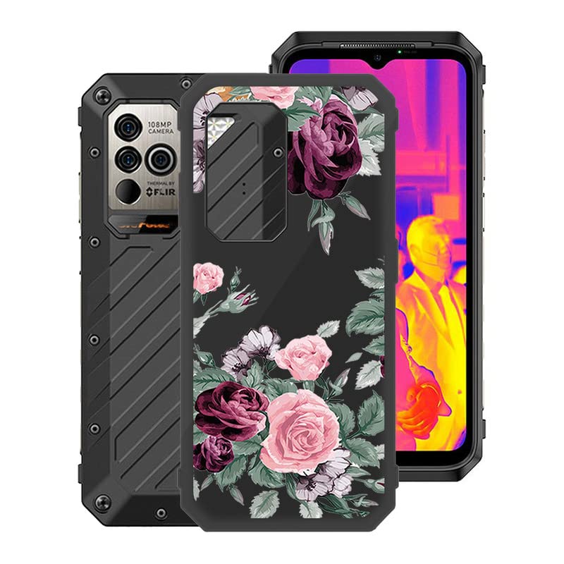 Case for Ulefone Power Armor 19, KJYF Shockproof Bumper Cover 360° Drop Protection Case Full Body Ultra-Thin Soft Silicone Fashion Phone Case for Ulefone Power Armor 19 (6.58") - Rose Flower