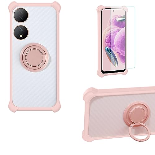 Case for Vivo Y100 5G Case Compatible with Vivo Y100 5G Phone Case Cover [with Tempered Glass Screen Protector][Hard PC + Soft Silicone][Ring Support] CSKB-Fen