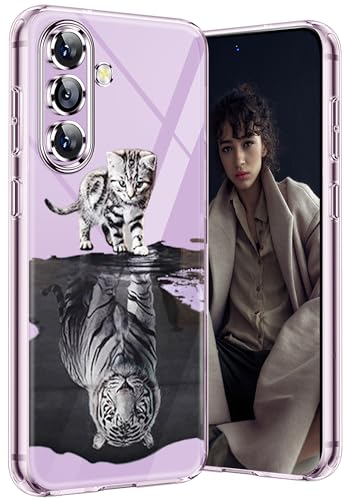 Compatible with Samsung Galaxy S24 Plus Case Clear Slim Protective Cases Cat TPU S24 Plus Back Cover Full Body Protector Animal Thin Phone Case for Samsung Galaxy S24 Plus 5G (Tiger)