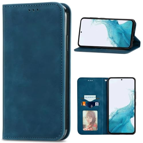 Compatible with Vivo iQOO Z8 5G Case,PU Leather Card Holder,Compatible with Vivo iQOO Z8 5G Magnetic Closure Flip Stand Wallet Cover Blue