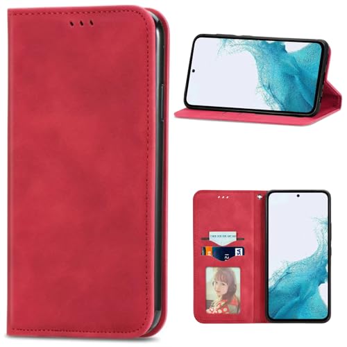 Compatible with Vivo Y27 5G / Y27 4G / Y77t 5G Case,PU Leather Card Holder,Compatible with Vivo Y78M / Y78 5g (China) / Y36 5G / Y36 4G Magnetic Closure Flip Stand Wallet Cover Red