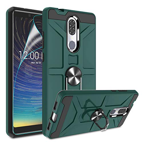 Coolpad Legacy Case with HD Screen Protector, Atump 360° Rotation Ring Holder Kickstand [Work with Magnetic Car Mount] PC+ TPU Phone Case for Coolpad Legacy, Midnight Green