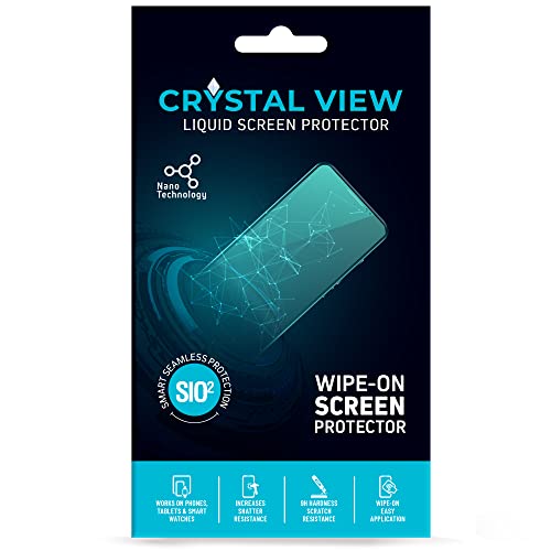 CRYSTAL VIEW Liquid Glass Screen Protector - Wipe On Scratch and Shatter Resistant Nano Protection for All Phones Tablets Smart Watches Universal