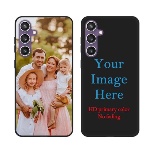 Custom Phone Case for Samsung Galaxy S23 FE 5G,Customized Personalized Photo Text Name Phone Case Anti-Scratch Hard Protective TPU Phone Black Cover