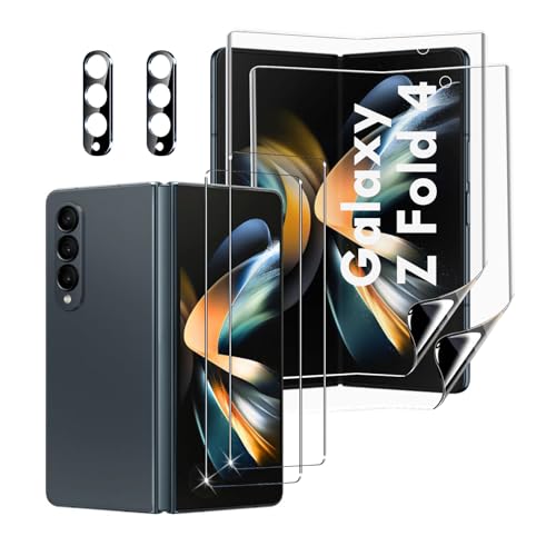 CWQZGUF [2Set 6PCS Galaxy Z Fold 4 5G Screen Protector, 2 Inner TPU Films + 2 Outer Tempered Glass + 2 Camera Lens Protecters, High Clarity, Anti-Shatter, for Samsung Galaxy Z Fold 4 5G