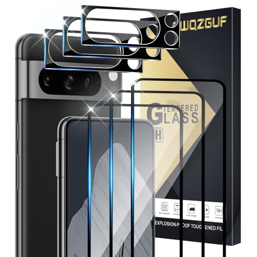 CWQZGUF Pixel 8 Pro Screen Protector [3+3 Pack] Camera Lens Protector, Fingerprint Unlock Support, HD Tempered Glass, Touch Sensitive, Anti Scratch, for Google Pixel 8 Pro 5G Glass Screen Protector